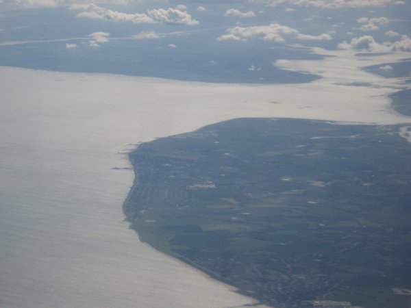 Dall'aereo in avvicinamento a Londra.