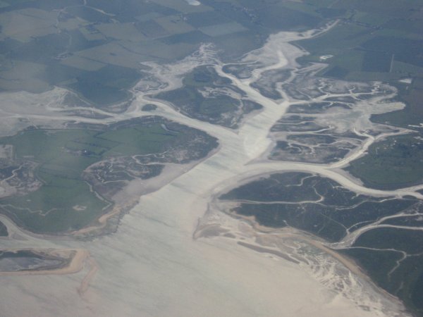 Dall'aereo in avvicinamento a Londra.