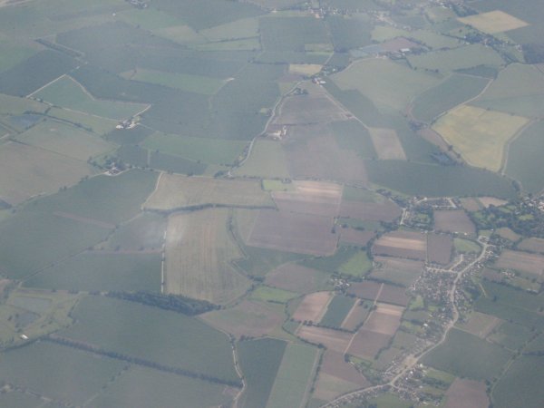 Dall'aereo in avvicinamento a Londra.